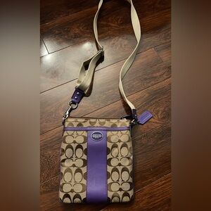 Coach Legacy Signature Crossbody in Purple and Tan